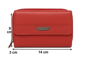 Lorenz RFID Zip Round Purse Compact Cowhide Leather Women Wallet with Card Slots - Picture 1 of 1