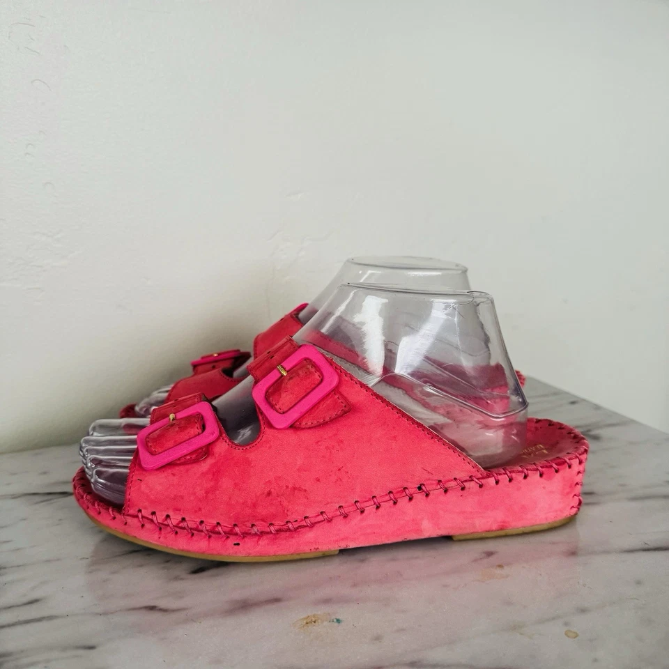 La Plume Pink Jen Suede Leather Buckle Sandals Women’s Size 7.5 - Image 1 of 4