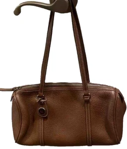 Dooney & Bourke Vintage All Weather Leather Tan Saffiano Barrel Satchel Bag - Picture 1 of 8