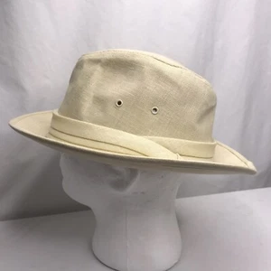 Pen West by Pendleton Beige Linen Fedora Large Hat USA Vintage - Picture 1 of 11
