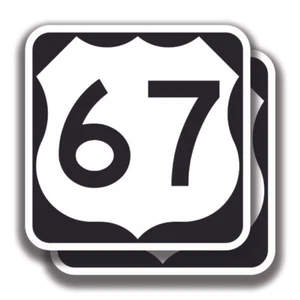 U.S. ROUTE 67 DECAL 2 Stickers Road Sign Bogo Highway Car Truck Bumper Window - Picture 1 of 1