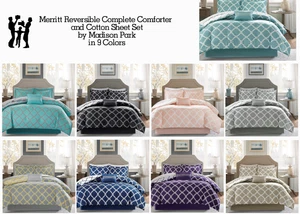 MERRITT REVERSIBLE COMFORTER AND COTTON SHEET SET BY MADISON PARK ESSENTIALS