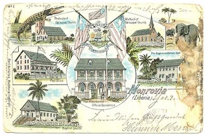 LIBERIA 1899 VERY EARLY PPC  RARE!!!!  PM - BR. PACKET LIVERPOOL PAID - FAULTS - - Picture 1 of 2