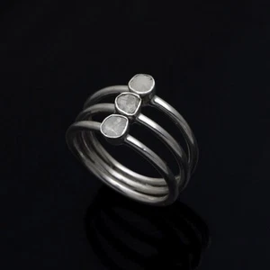Natural Diamond Ring, 925 Sterling Silver, Oxides Victorian Ring, Christmas Gift - Picture 1 of 3