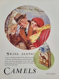 1931 Camel Zigaretten Glück Magazin Druck Werbung Swing Along Paar Soft Pack Farbe - Bild 1 von 2