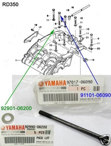 Yamaha RD350 RD400 Engine Mounting Bolt + Washer NOS RD250 Crankcase 97017-06090 - Picture 1 of 1