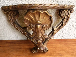 Wall Shelf for Statue with Floral & Shell Relief, Wall Sconce Shelf - Picture 1 of 13