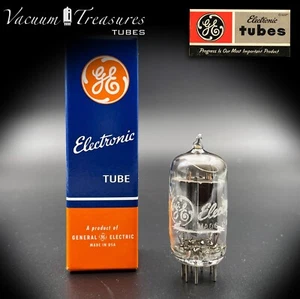 12AX7 ( ECC83 ) GE Gray Plates Horseshoe Lined Dimpled Getter Tested Tube 52 - Foto 1 di 10