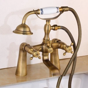 Grifo mezclador de bañera estilo teléfono antiguo de latón ducha de mano grifo montado - Imagen 1 de 9