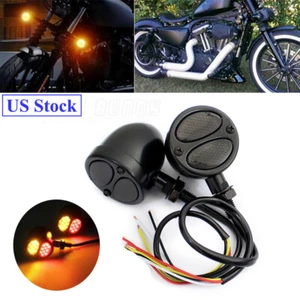 Amber/Red LED Turn Signals w/Brake Running Lights For Harley Chopper Dyna FXDF - Imagen 1 de 5