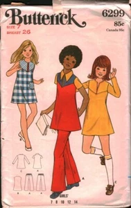 6299 Butterick Vintage Schnittmuster 70er Jahre Mädchen halb tailliert A Linie Anzughose - Bild 1 von 2