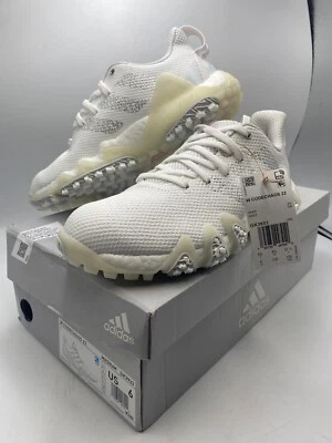 Adidas Women’s CodeChaos 22 Golf Shoe White Met Silver & Clear Pink Size 6 New - Image 1 of 4