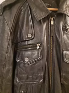 REDSKINS XL LEATHER JACKET BLACK NAPPA 24 inch Across Chest 💙🩵💙🩵 - Picture 1 of 12