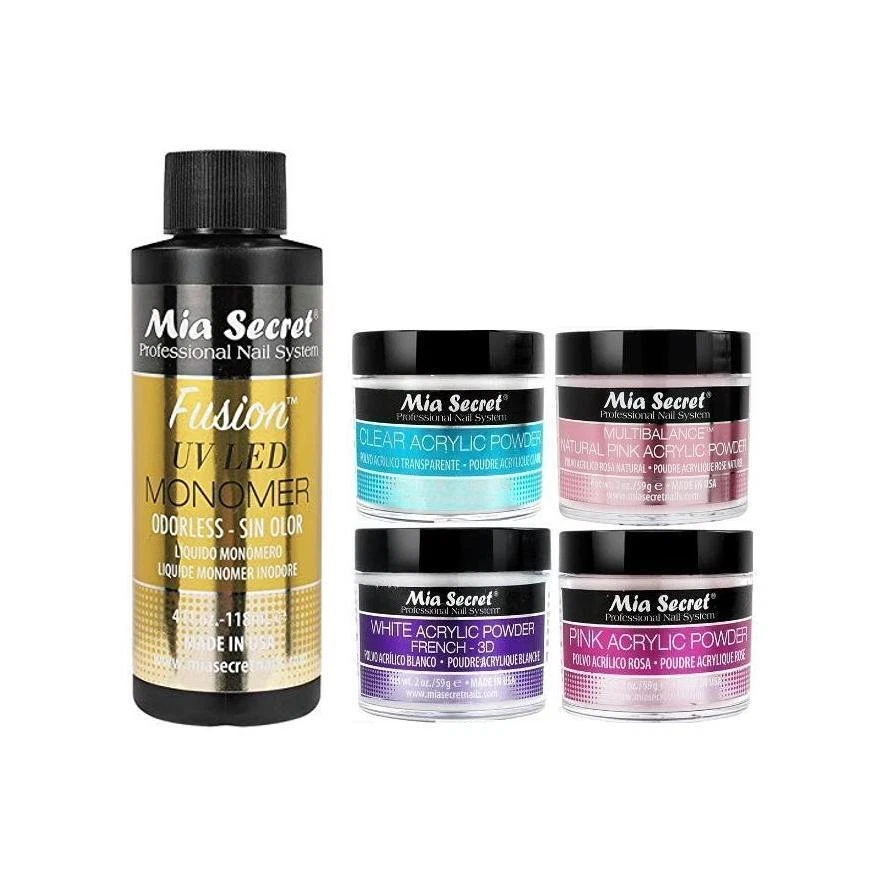 Mia Secret 4oz Fusion UV/LED monómero inodoro y 2/4 @ 2oz ea polvo acrílico - EE. UU. Foto 1 de 1