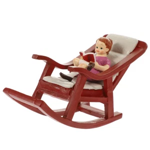 Doll House Furniture Model Miniature Doll House Rocking-chair with Doll Ornament - Picture 1 of 7