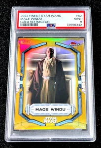 PSA 9 MINT SP /50 2022 MACE WINDU STAR WARS TOPPS FINEST GOLD REFRACTOR G3997 - Picture 1 of 4