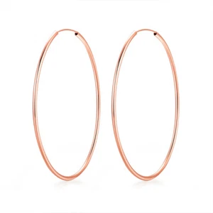 Authentic 18K Rose Gold Hoop Earrings 100% Fine Jewelry for Women 3/4/5/6cm - Picture 1 of 5