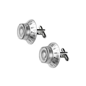 Gemelos de perilla de guitarra genuinos plateados - Imagen 1 de 5