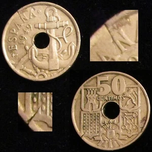 *GUTSE* FRANCO-1408, 50 CENTIMOS 1949*19-56, ERROR (3g), COSPEL AGRIETADO, S/C - Bild 1 von 1