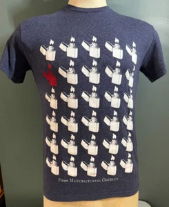 Men's Small Blue Zippo Company Graphic Shirt Blue Soft Pop Art MV Sport Novelty - Picture 1 of 6
