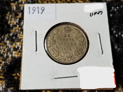 Canada 25 Cents 1919 Silver Circulated - King Geoge V (Impaired) - Image 1 of 4