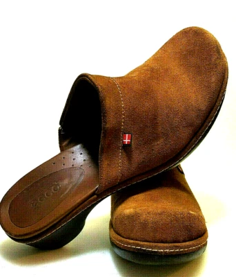 Ecco Women's Size 8 Casual Comfort Mule Clog Camel Brown Suede Leather - Image 1 of 4