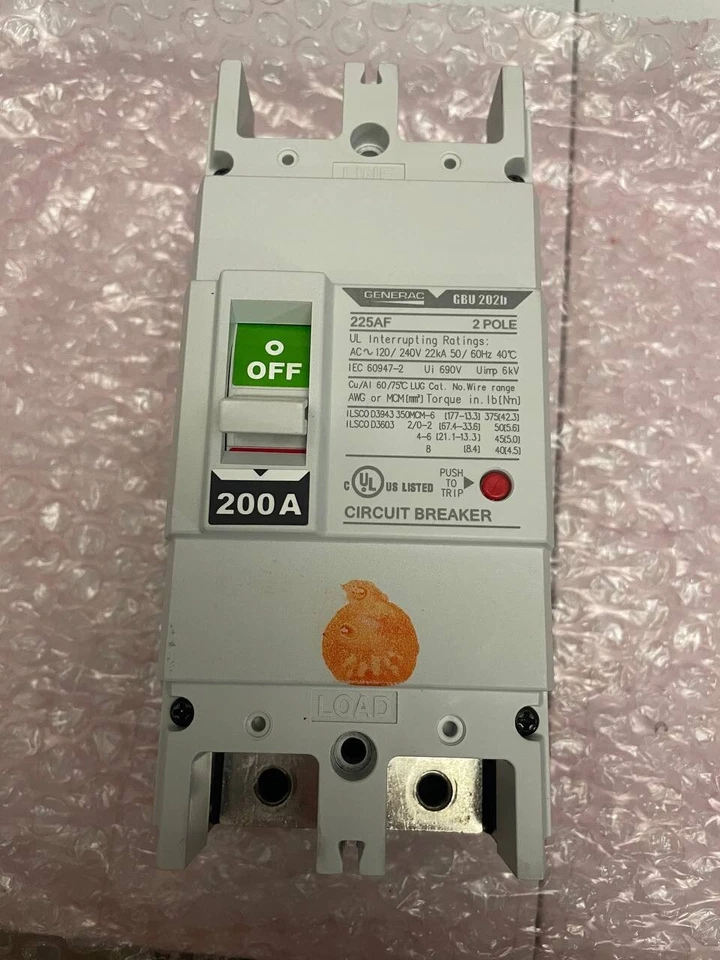 Generac GBU 202b 200 Amp 2 Pole Circuit Breaker 120/240V/200A , New/Open Box - Изображение 1 из 4