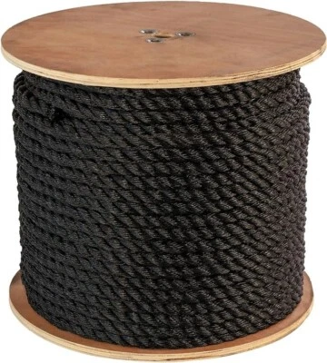 ATERET Twisted 3-Strand Black Polypropylene Rope Monofilament ALL SIZES - Image 1 of 4