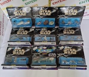 Joblot 9 Star Wars 1997 Galoob Micro Machines 3 Pack w. Stands, All Sealed 65860