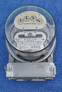 VINTAGE Duncan Electric Watt Hour Meter (KWH) 2-Wire 15 Amp 120 VAC Type MF-A - Picture 1 of 8