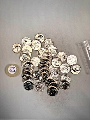 Washington Quarters Ch. 1964D BRILLANTE SIN CIRCULAR. 90% PLATA BU 40 MONEDA ROLLO DE $10 Foto 1 de 2