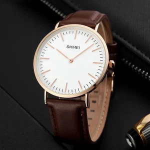 Skmei Mens Watch Casual Men's Quartz Leather Wristwatch Waterproof Sport Watches - Picture 1 of 9