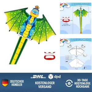 Drache Drachen für Kinder und Erwachsene Flugdrachen Kite Kinder Drache Wind - Bild 1 von 12
