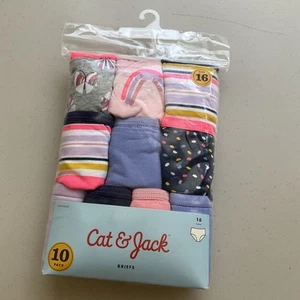 Cat & Jack Size 16 Girls 10 Pack Cotton Brief Panties Assorted Multicolor New - Picture 1 of 6