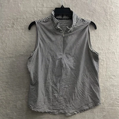 Blusa feminina Tommy Bahama multicolorida grande listrada sem mangas gola simulada - Imagem 1 de 4