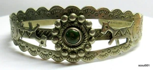 Vintage Fred Harvey Ära Türkis Neusilber Pferd Manschette Armband - Bild 1 von 8