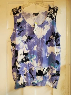 NUEVA CAMISA TOP COVINGTON púrpura floral sin mangas talla XL pequeña XLP PARA MUJER NUEVA CON ETIQUETAS Foto 1 de 4