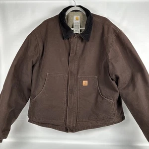 Giacca Carhartt Dearborn taglia 2XL XXL marrone foderata sherpa J164 DKB stile Detroit - Foto 1 di 9