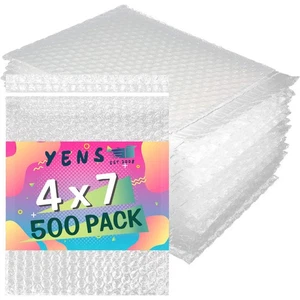 Yens 500 Pack 4"x 7" Clear Bubble Pouch Bags, Bubble Cushioned Pouches-BP#000 - Picture 1 of 4