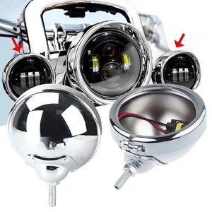 2x 4.5" Fog Driving Light Bracket Outer Cover Housing For Harley Touring Glide - Picture 1 of 11