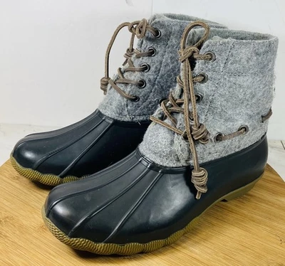 Steve Madden 女式鸭靴 7 码灰色和黑色雨冬春秋 — 第 1/4 张图片