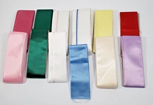 Vtg Lot of 12 Ribbon Assorted Colors Partial Spools 2" Wide - Picture 1 of 7