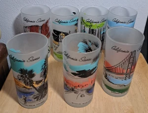 7 Vintage Libbey California Scenes mattierte High Ball Gläser - Bild 1 von 24