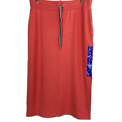 Tommy Hilfiger Mujer Falda Deportiva Talla Grande Coral con Rayas Laterales Informal Midi Foto 1 de 4