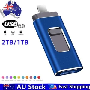 64GB 128GB USB Flash Drive U Disk 3 in 1 Storage Memory Stick For iPhone iPad PC - Picture 1 of 19