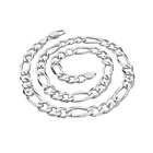Mens Silver Chain Necklace 925 Silver 9.5Mm Figaro Heavy Solid Italian Chain