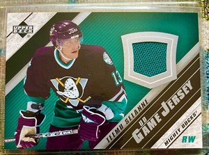 Teemu Selanne UDGame Jersey Memorabilia Hit. 2005-6 Upper Deck Teal Swatch Ducks