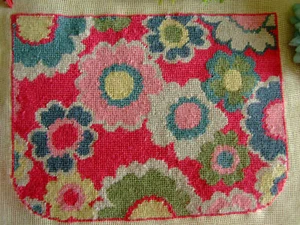 Beautiful Floral Design Completed Needlepoint Canvas for Bag - Picture 1 of 4