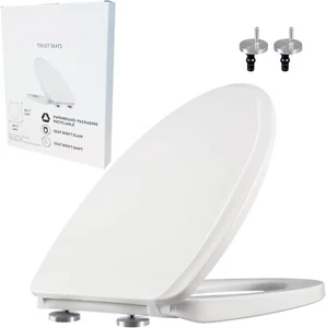 Muu White Slow Close Elongated Toilet Seat 18.5" Non-Slip - Picture 1 of 3