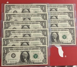 $1 Dollar Star Notes Consecutive Sequential 1969B - Picture 1 of 2